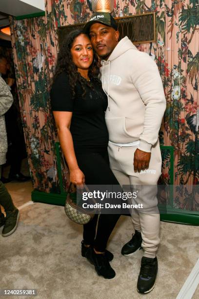 Danielle Isaie and Ashley Walters attend an exclusive showcase of Ashley Walters' new EP "Test The Walters" at The Dorchester rooftop on April 26,...