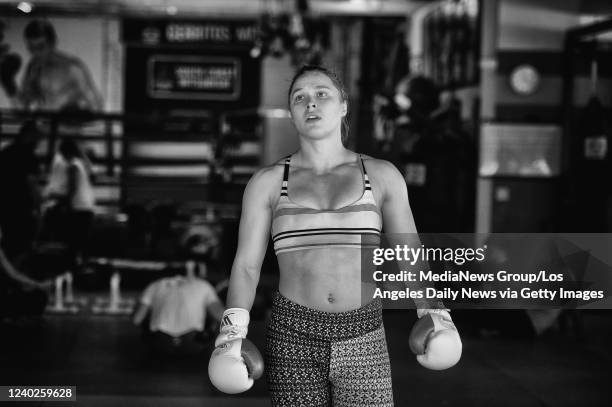 Glendale, CA UFC Bantamweight Champion Ronda Rousey at the Glendale Fighting Club in Glendale, CA. Monday, July 13, 2015. This is sixth week of...