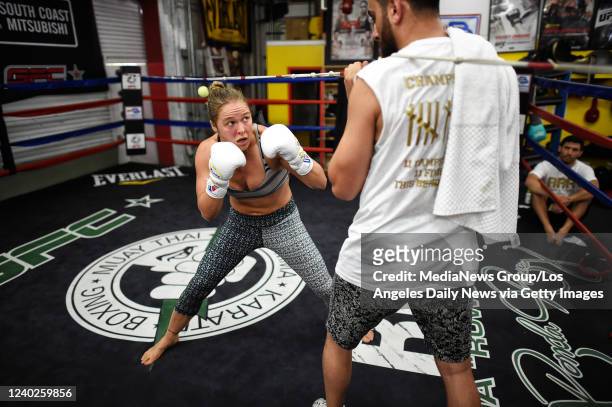 Glendale, CA UFC Bantamweight Champion Ronda Rousey with coach Edmond Tarverdyan at the Glendale Fighting Club in Glendale, CA. Monday, July 13,...