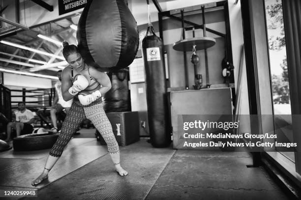 Glendale, CA UFC Bantamweight Champion Ronda Rousey at the Glendale Fighting Club in Glendale, CA. Monday, July 13, 2015. This is sixth week of...