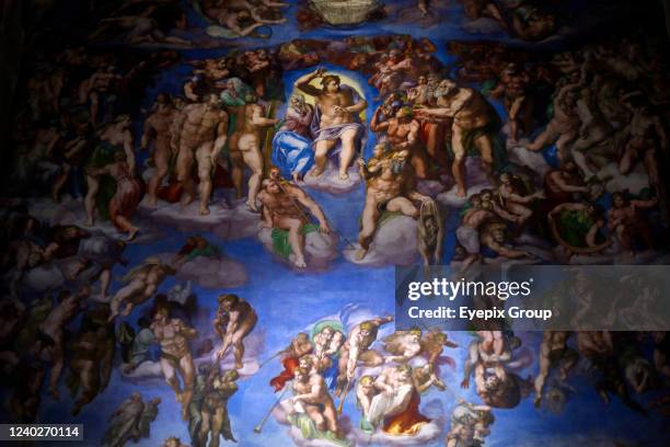 Michaelangelo's Last Judgement painting inside a replica of the Sistine Chapel in Mexico City, Mexico, on April 26, 2022.