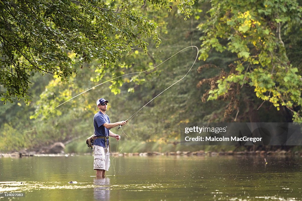 Man fly fishing