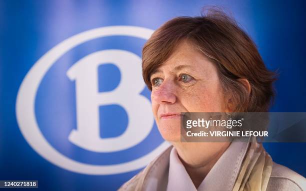 Sophie Dutordoir pictured during the inauguration of the new railway station in Nivelles, Wednesday 27 April 2022. BELGA PHOTO VIRGINIE LEFOUR