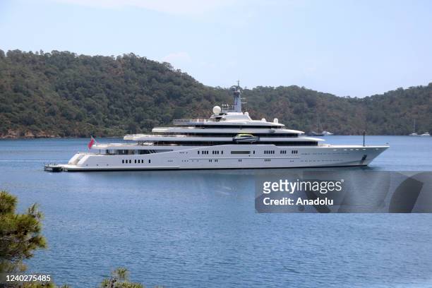 Eclipse, the private luxury yacht of Russian billionaire Roman Abramovich, anchors in Fethiye district of Mugla, Turkiye on March 27, 2022.