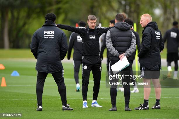 Jamie Vardy of Leicester City during the Leicester City Training at Leicester City Training Ground at Seagrave on April 27, 2022 in Seagrave, England.