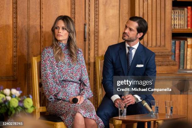 Prince Carl Philip and Princess Sofia of Sweden participate in a panel discussion while attending the World Dyslexia Assembly Sweden in the...