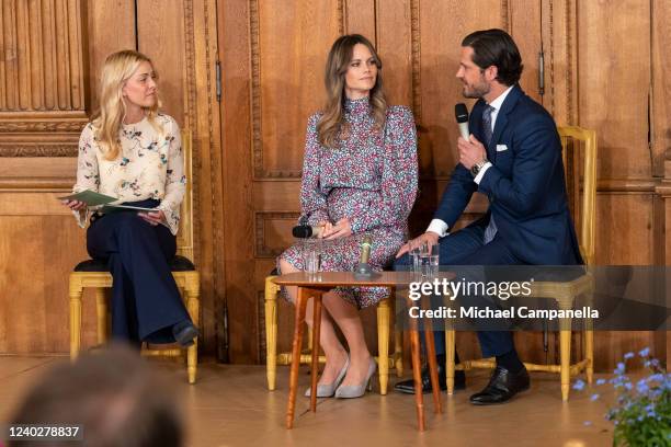 Prince Carl Philip and Princess Sofia of Sweden participate in a panel discussion while attending the World Dyslexia Assembly Sweden in the...