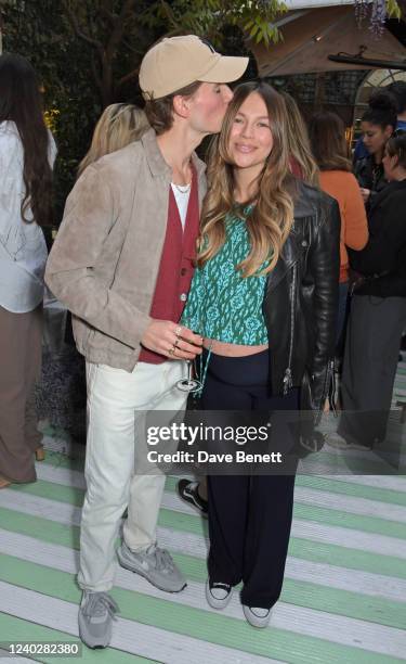 Oliver Proudlock and Emma Louise Connolly attend a party to celebrate Quatre Vin launching in Chucs restaurants in time for the summer on April 27,...