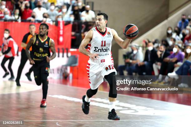 Kostas Sloukas, #11 of Olympiacos Piraeus in action during the Turkish Airlines EuroLeague Play Off Game 3 match between AS Monaco and Olympiacos...