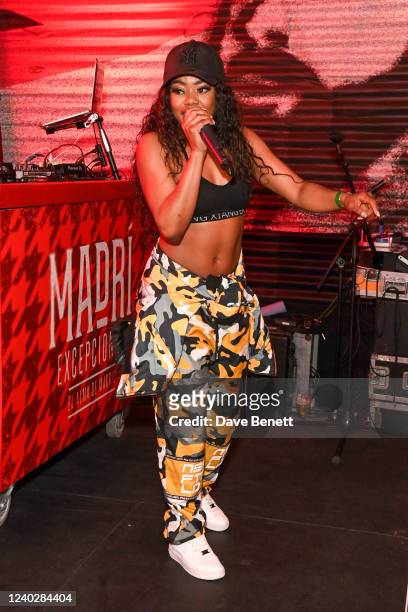 Lady Leshurr performs at the launch of Madrí Excepcional event serving up the Soul of Madrid to London in time for May Bank Holiday weekend at London...