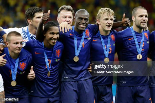 Jordy Clasie of Holland,Jonathan de Guzman of Holland, Bruno Martins Indi of Holland, Dirk Kuyt of Holland, Ron Vlaar of Holland celebrating with...