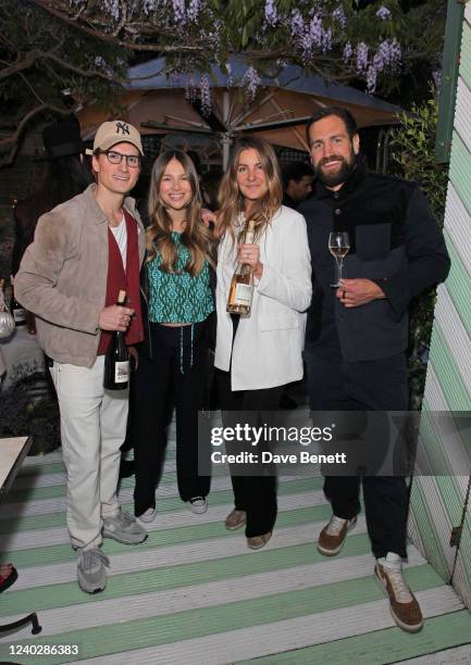 Oliver Proudlock, Emma Louise Connolly, Paula Anton and Elliot Awin attend a party to celebrate Quatre Vin launching in Chucs restaurants in time for...