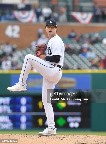 Casey Mize of the Detroit Tigers pitches during the game against the Chicago White Sox at Comerica Park on April 9, 2022 in Detroit, Michigan. The...