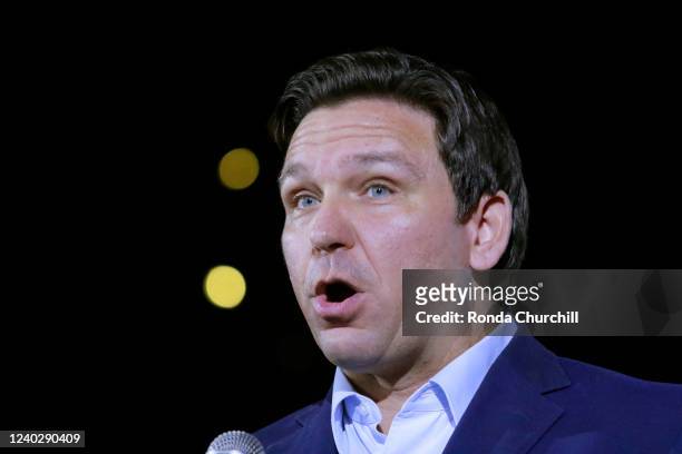 Florida Governor Ron DeSantis speaks during a campaign event for Republican Senate candidate from Nevada Adam Laxalt at Stoneys Rockin Country on...