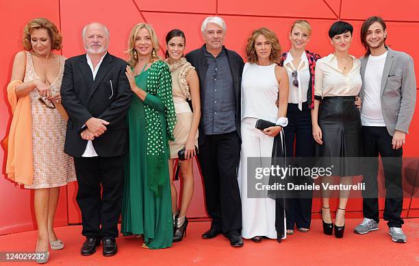 Actress Monica Scattini, Marco Messeri, Simona Izz, Ronny Morena, director Ricky Tognazzi, Elena Sofia Ricci, Debora Villa, Arisa and guest attend...