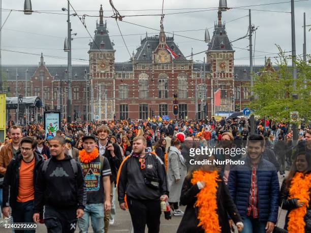 Crowds during the celebration of King's day after two years of restrictions, in Amsterdam, on April 27th, 2022.