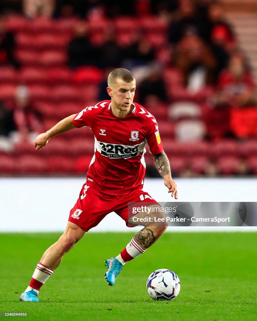 Lee Riley Cardiff Middlesbrough's Riley McGree turns with the ball during the Sky Bet ...