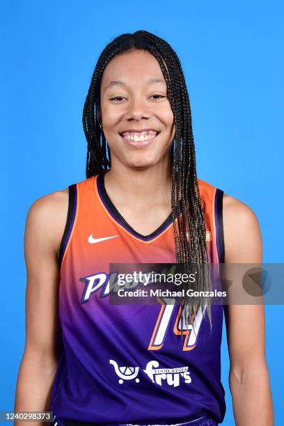 Sam Thomas of the Phoenix Mercury poses for a head shot during media day on April 27, 2022 at the Footprint Center in Phoenix, Arizona. NOTE TO USER:...