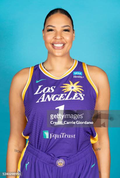 Liz Cambage of the Los Angeles Sparks poses for a head shot during Media Day on April 27, 2022 at Jump Beyond Sports in Torrance, California. NOTE TO...