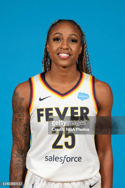 Tiffany Mitchell of the Indiana Fever poses for a head shot during Media Day at Gainbridge Fieldhouse on April 27, 2022 in Indianapolis, Indiana....
