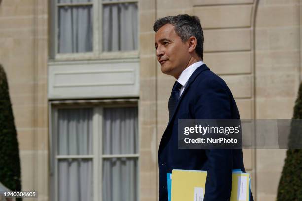 French Interior Minister Gerald Darmanin arrives at the first weekly cabinet meeting at the Elysee palace after presidential election - April 28 Paris