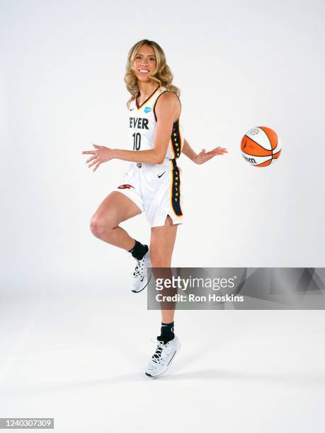 Lexie Hull of the Indiana Fever poses for a portrait during Media Day at Gainbridge Fieldhouse on April 27, 2022 in Indianapolis, Indiana. NOTE TO...