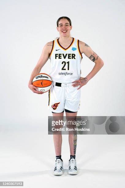 Emily Engstler of the Indiana Fever poses for a portrait during Media Day at Gainbridge Fieldhouse on April 27, 2022 in Indianapolis, Indiana. NOTE...