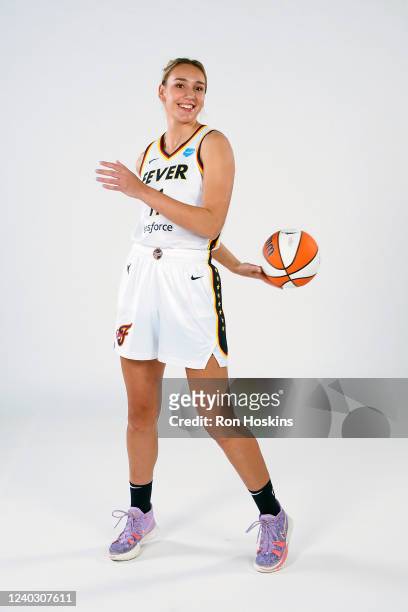 Alanna Smith of the Indiana Fever poses for a portrait during Media Day at Gainbridge Fieldhouse on April 27, 2022 in Indianapolis, Indiana. NOTE TO...