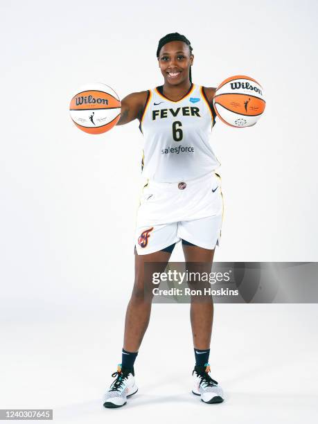 Ameshya Williams-Holliday of the Indiana Fever poses for a portrait during Media Day at Gainbridge Fieldhouse on April 27, 2022 in Indianapolis,...