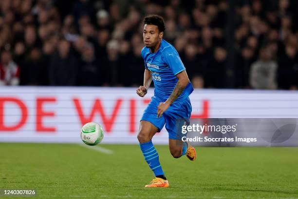 Boubacar Kamara of Olympique Marseille during the Conference League match between Feyenoord v Olympique Marseille at the Stadium Feijenoord on April...
