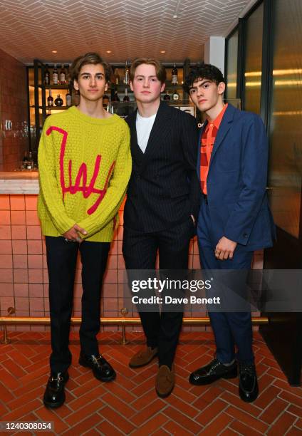 Sebastian Croft, Kit Connor and Joe Locke attend the GQ Style magazine relaunch party and the opening of the one Hundred Hotel rooftop on April 28,...