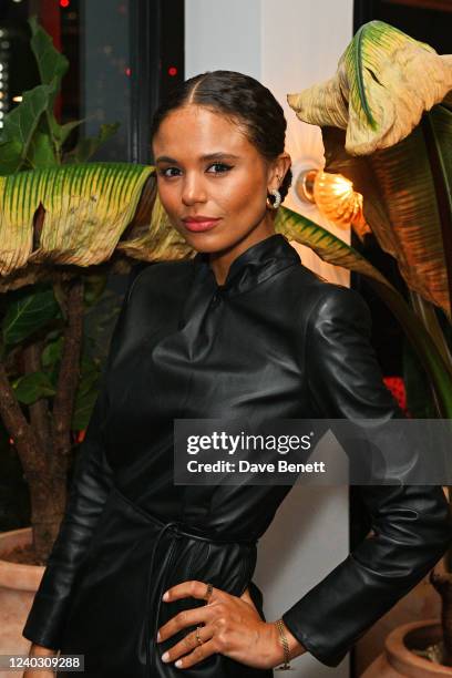 Jessica Plummer attends the GQ Style magazine relaunch party and the opening of The Rooftop at One Hundred Shoreditch on April 28, 2022 in London,...