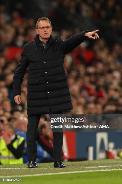 Ralf Rangnick the interim / caretaker manager / head coach of Manchester United during the Premier League match between Manchester United and Chelsea...