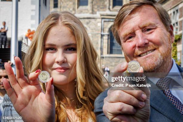 King Willem-Alexander of the Netherlands and Princess Catharina-Amalia of the Netherlands attend the Kingsday celebration in the city center on April...