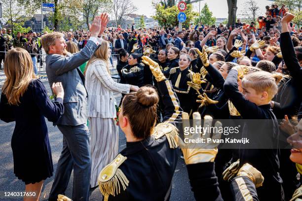 King Willem-Alexander of the Netherland and Princess Catharina-Amalia of the Netherlands attend the Kingsday celebration in the city center on April...