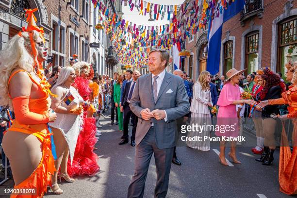 King Willem-Alexander of the Netherlands attends the Kingsday celebration in the city center on April 27, 2022 in Maastricht, Netherlands.