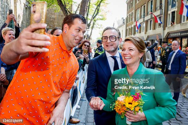 Prince Bernhard of the Netherlands and Princess Annette of the Netherlands attend the Kingsday celebration in the city center on April 27, 2022 in...