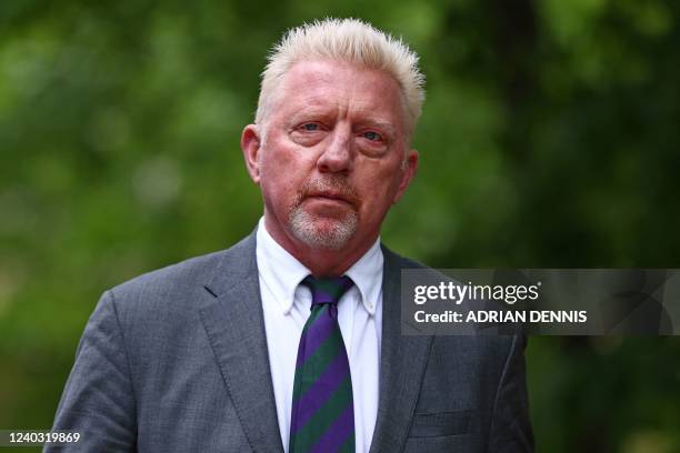 Former tennis player Boris Becker arrives at Southwark Crown Court in London on April 29, 2022. - Former tennis star Boris Becker will learn on...