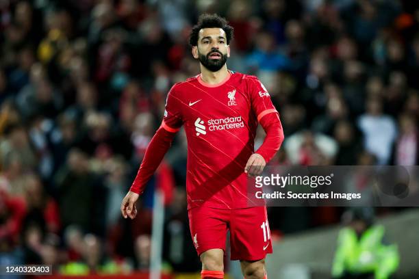 Mohamed Salah of Liverpool FC during the UEFA Champions League match between Liverpool v Villarreal at the Anfield on April 27, 2022 in Liverpool...