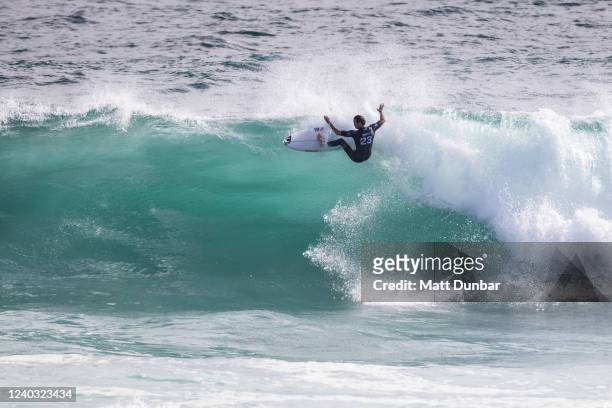 Jordy Smith of South Africa surfs in Heat 11 of the Opening Round at the Margaret River Pro on April 29, 2022 at Margaret River, Australia.