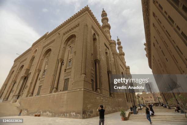 Muslims arrive to perform the last Friday prayer of the Islamic Holy fasting month of Ramadan at the Mosque-Madrasa of Sultan Hassan in Cairo, Egypt...