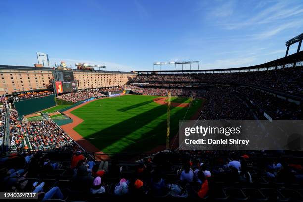 General view during the game between the Milwaukee Brewers and the Baltimore Orioles at Oriole Park at Camden Yards on Monday, April 11, 2022 in...