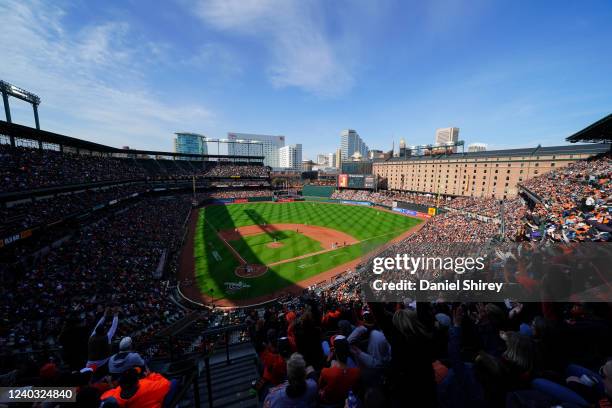 General view during the game between the Milwaukee Brewers and the Baltimore Orioles at Oriole Park at Camden Yards on Monday, April 11, 2022 in...