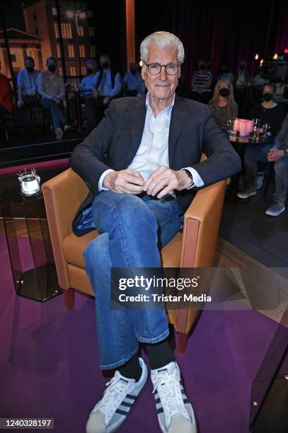 Sky du Mont attends the Riverboat talkshow at rbb Sendezentrum on April 29, 2022 in Berlin, Germany.