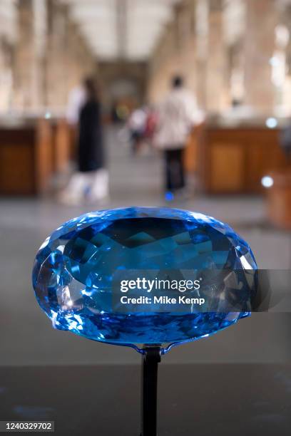 The Ostro stone in the minerals exhibition room at the Natural History Museum on 27th April 2022 in London, United Kingdom. The Ostro stone is the...