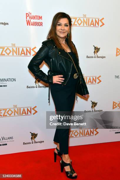 Marina Sirtis attends the UK Premiere of "The Bezonians" at Vue Leicester Square on April 29, 2022 in London, England.