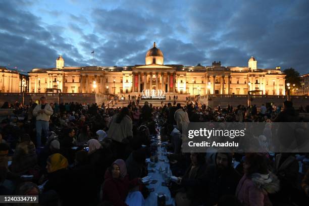 Open Iftar takes place at Trafalgar Square to mark the final week of Ramandan on April 28, 2022 in London, England. Open Iftar, organised by the...