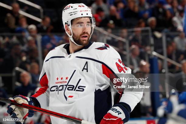 Tom Wilson of the Washington Capitals skates against the New York Rangers at Madison Square Garden on April 29, 2022 in New York City.