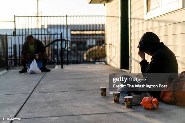 Homeless man eats his simple breakfast at Loaves & Fishes, a non profit organization supporting struggling individuals and families, in Sacramento,...