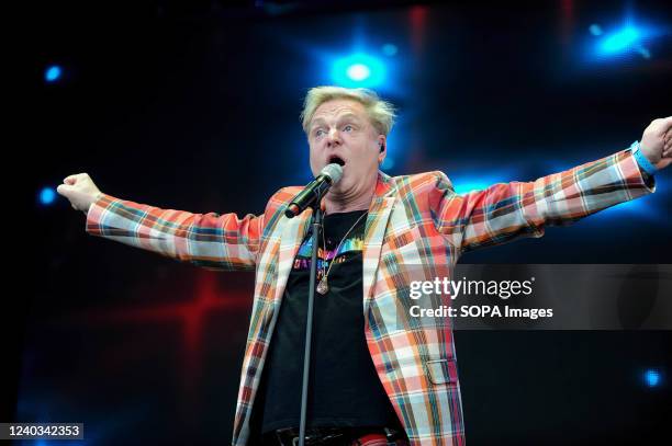 Andy Bell lead singer of Erasure performs live at Lets Rock Leeds 80s Festival.